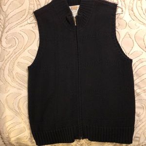 Talbots 100% cotton knit ladies full zipper vest